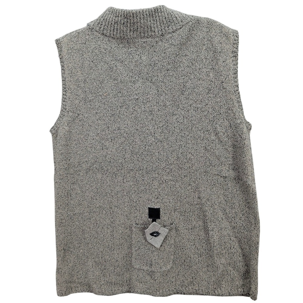 Kindred Spirit Sweater Womens Size L Knit Silk Linen Blend Mock Neck Pocket Gray